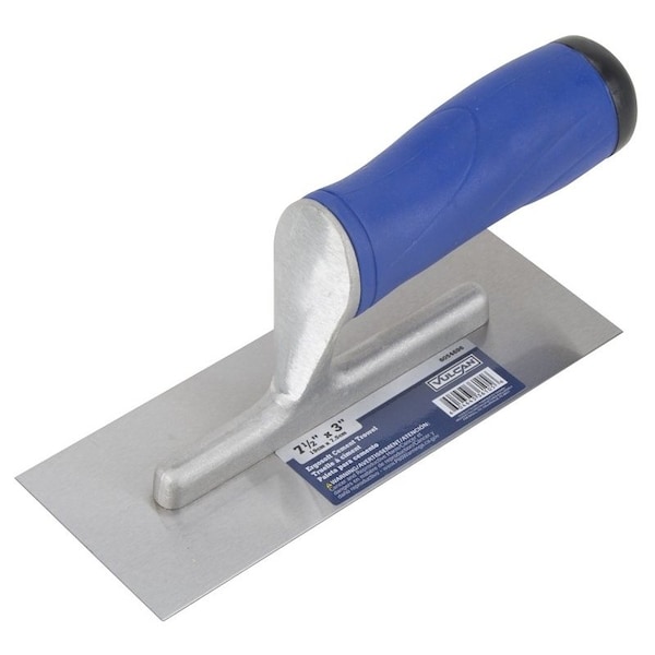 Vulcan Cement Trowel, 7.5 in L Blade, 3 in W Blade, Right Angle End, Ergonomic Handle, Plastic Handle - 36105