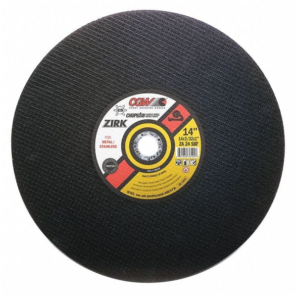 Cgw Abrasivos Rueda de Corte, 14x3/32x1, ZA24SBF, DR -Z - 36125