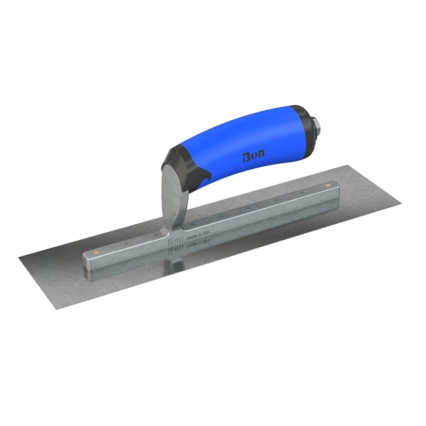 Steel City Trowels By Bon Finish Trowel, Square, Carbon Steel, 12 X 3, Comfort Grip - 67-223