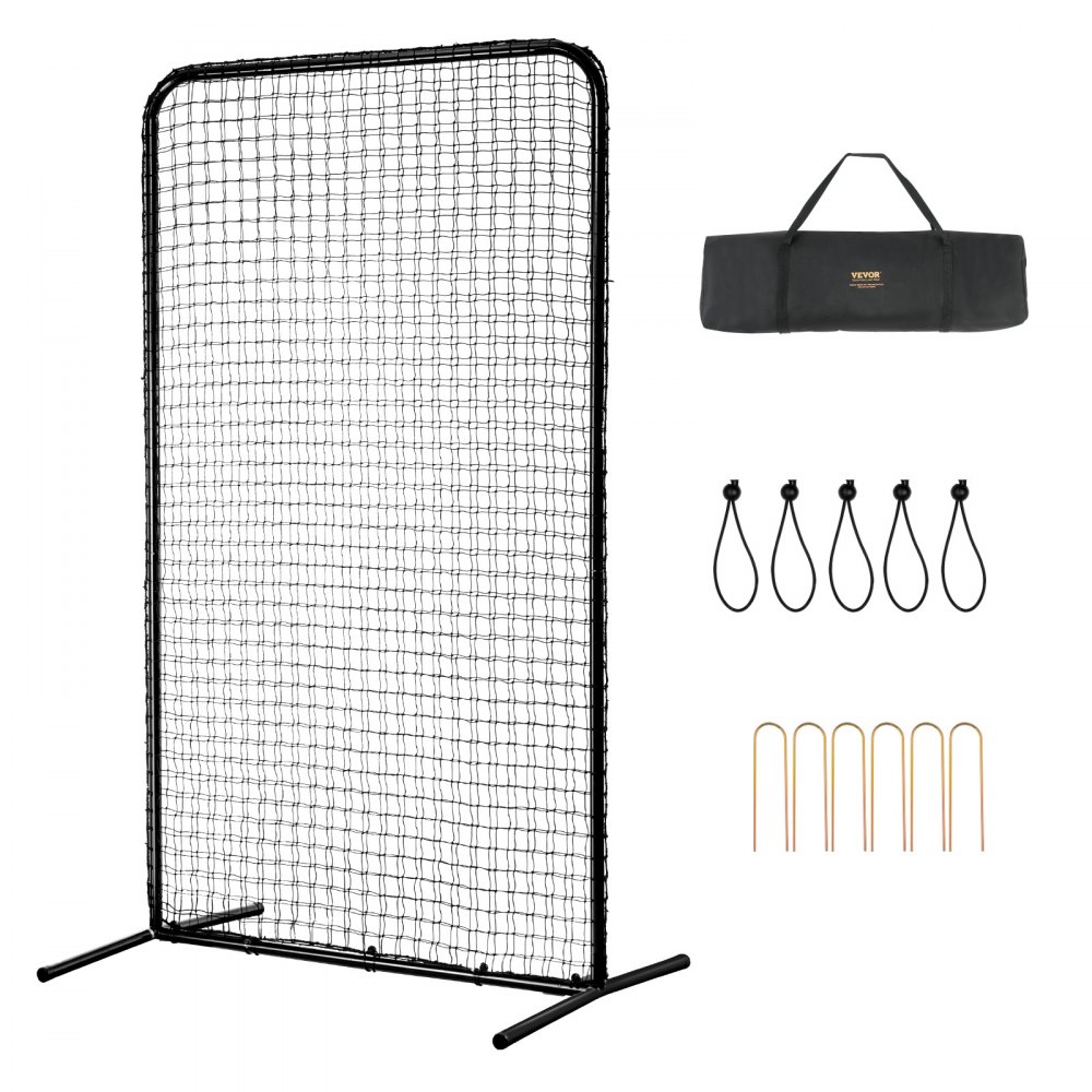 VEVOR I Screen Baseball for Batting Cage, 7x4 ft Baseball Softball Safety Screen, Body Protector Portable Batting Screen with Carry Bag & Ground Stakes, Heavy Duty Pitching Net for Pitchers Protection - TSBHWIXZX74YWVVBYV0