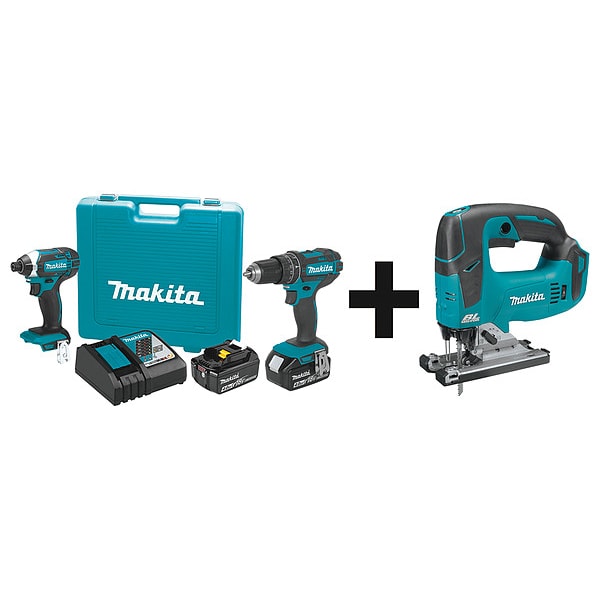 Makita Cordless Combination Kit, 3 Tools, 18V DC - XT261M  + XVJ02Z