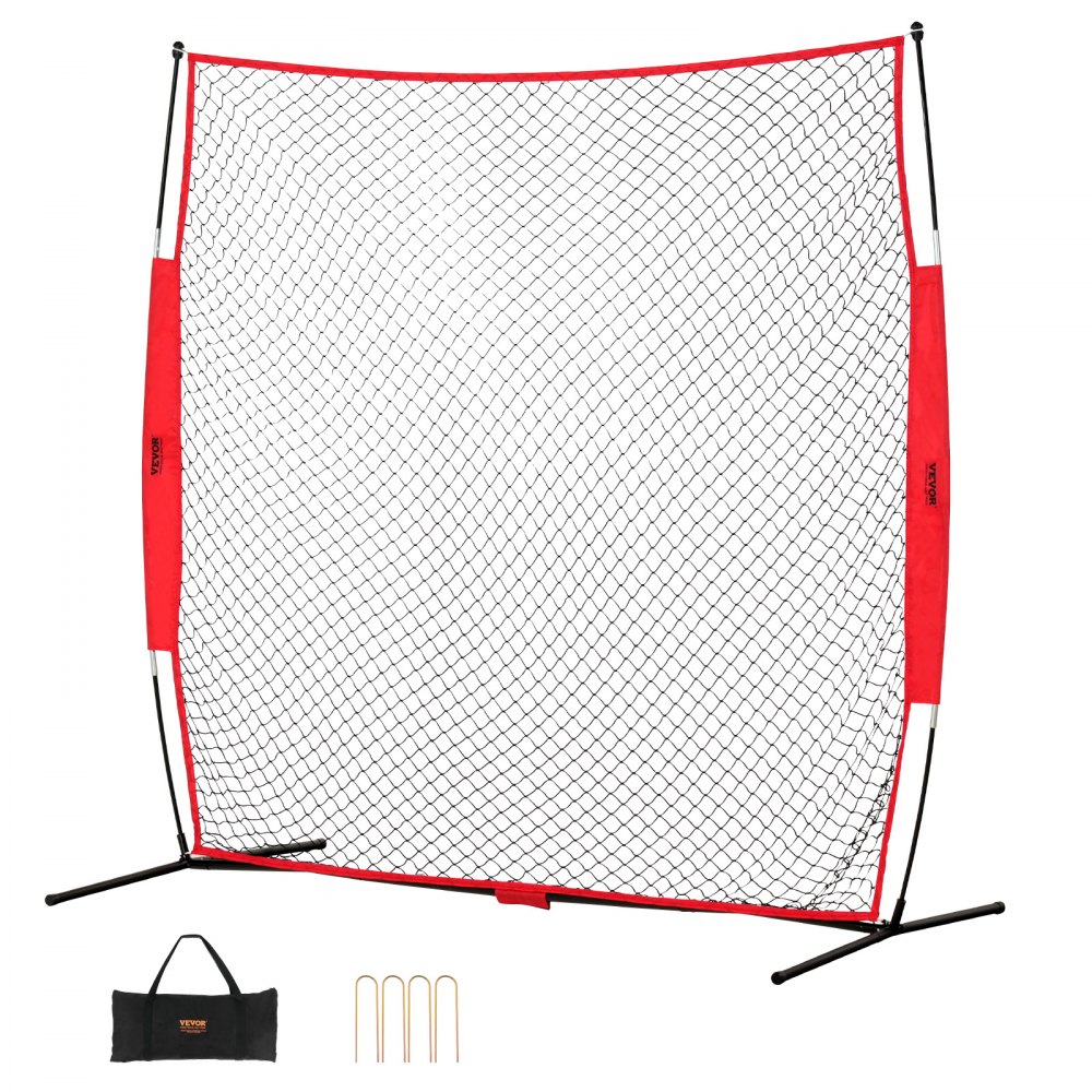 VEVOR Barricade Backstop Net, 7x7 ft Ball Sports Barrier Netting, Portable Practice Equipment with Carry Bag, Protection Screen for Baseball Softball Lacrosse Soccer Hockey Training, for Backyard - DQW77YC00000P85CUV0