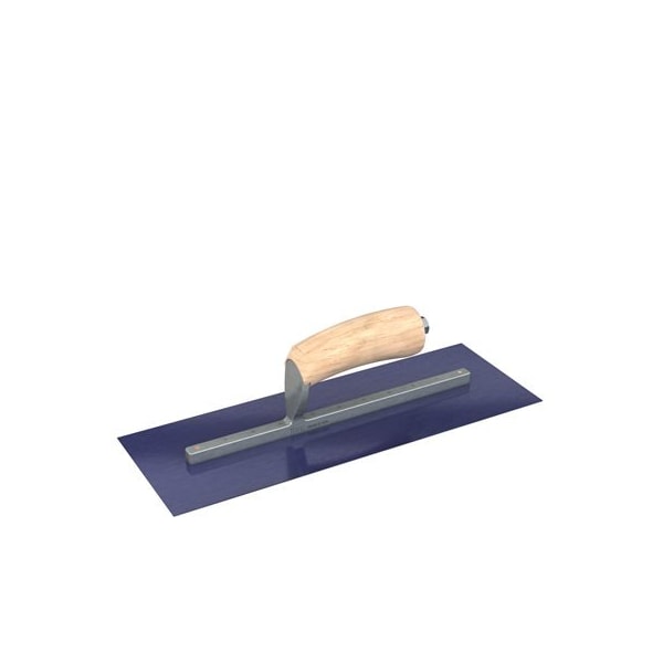 Bon Tool Ultra Flex Blue Steel Finishing Trowel - Sqaure End - 14" x 5" with Camel Back Wood Handle - 66-322