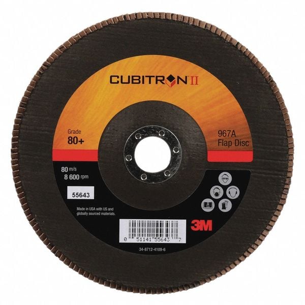 Disco de Aletas 3M Cubitron, Tipo 27, 7" de diámetro, 80 granos - 7010327064