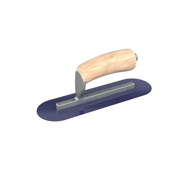 Bon Tool Blue Steel Finishing Trowel - Round End - 10-1/2" x 3" with Camel Back Wood Handle - 66-148