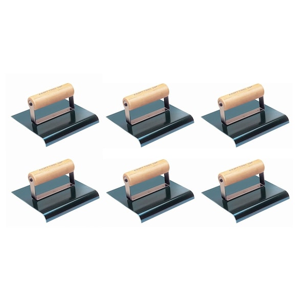 Kraft Tool Co. CF574 6 in. x 4 in. Blue Steel Edger with 1/2 in. Radius and Wood Handle, 6PK - CF574-6