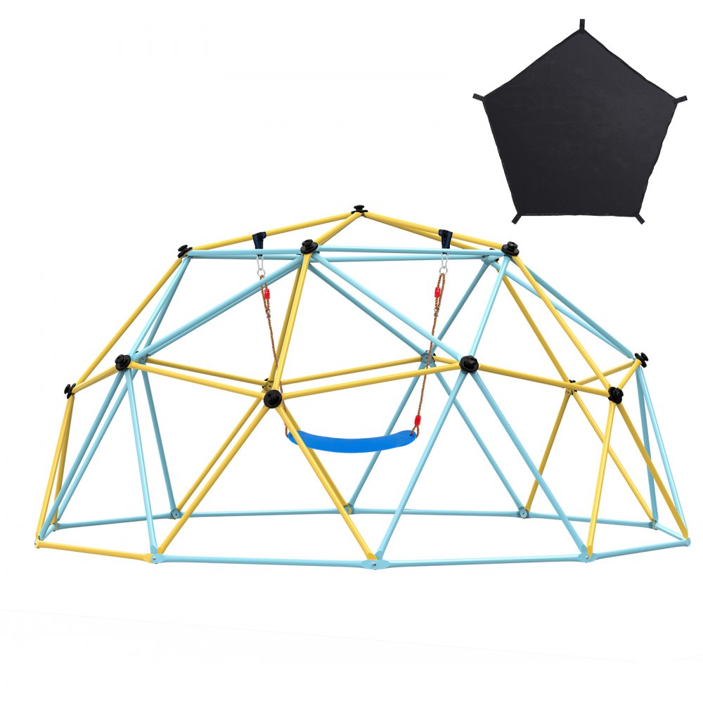 VEVOR Climbing Dome, for Kids 3 to 10 Years Old,10FT Geometric Dome Climber with Hammock and Swing,  Jungle Gym Supports 750LBS and Easy Assembly, with Climbing Grip, Outdoor Backyard Play Equipment - JHPDYX10FTDCW8M10V0