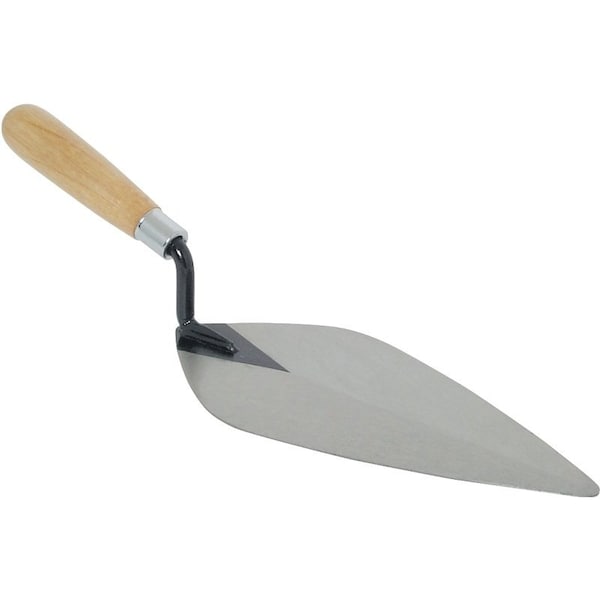Marshalltown Brick Trowel, 10 in L Blade, 434 in W Blade, Steel Blade, Hardwood Handle - 926-3