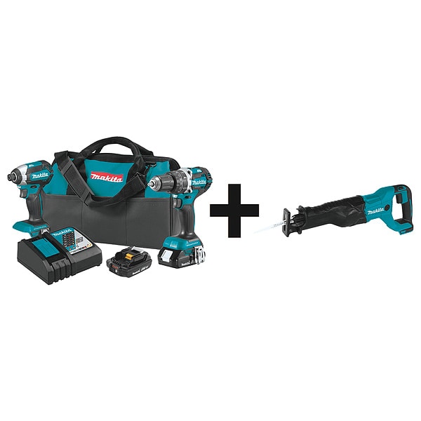 Makita Cordless Combination Kit, 3 Tools, 18V DC - XT269R + XRJ04Z
