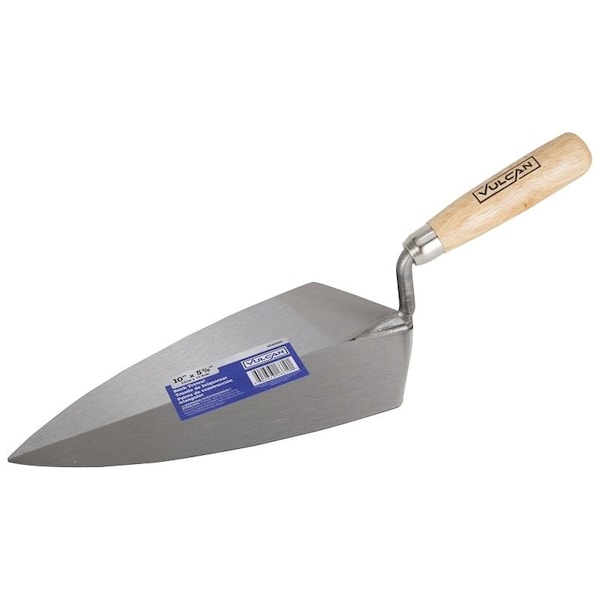Vulcan Brick Trowel, 10 in L Blade, 5.375 in W Blade, HCS Blade, Hardwood Handle - 16610