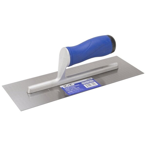 Vulcan Cement Trowel, 12 in L Blade, 4 in W Blade, Right Angle End, Ergonomic Handle, Plastic Handle - 36202