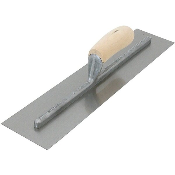 Marshalltown Finishing Trowel, 16 in L Blade, 4 in W Blade, Steel Blade, Curved Handle, Wood Handle - FT364