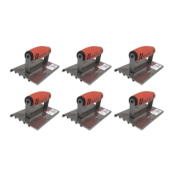 Kraft Tool Co. CF112PF 6 in. x 4 in. Safety Step Edger Groover with ProForm Handle, 6PK - CF112PF-6