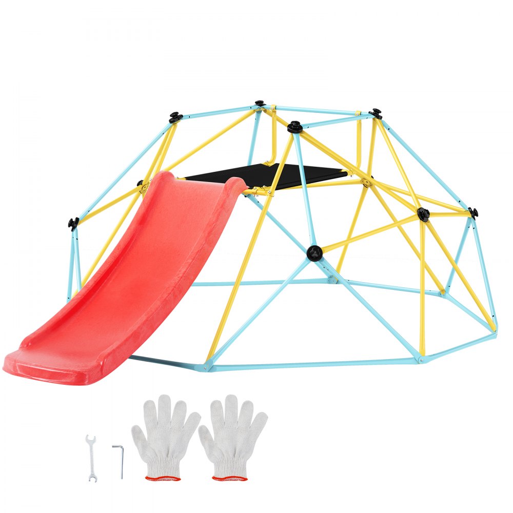 VEVOR Climbing Dome, for Kids 3 to 9 Years Old, 8FT Geometric Dome Climber with Slide,Jungle Gym Supports 600LBS and Easy Assembly, with Climbing Grip, Outdoor and Indoor Play Equipment for Kids - JHPDYX10FTHT5WB8CV0