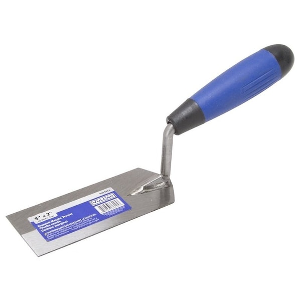 Vulcan Margin Trowel, 5 in L Blade, 2 in W Blade, Steel Blade, Ergonomic Handle, Plastic Handle - 36405