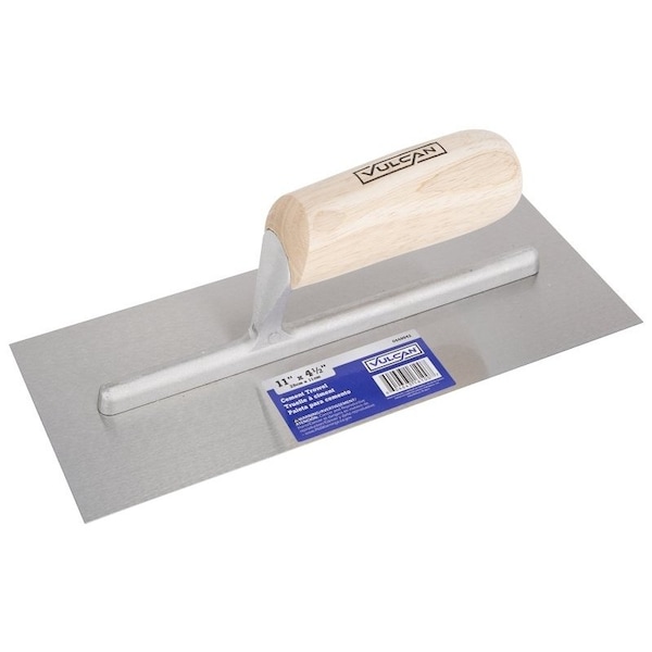 Vulcan Finishing Trowel, 11 in L Blade, 4.5 in W Blade, Right Angle End, Ergonomic Handle, Wood Handle - 16100