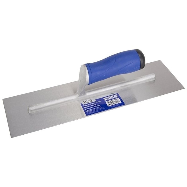 Vulcan Cement Trowel, 14 in L Blade, 4 in W Blade, Right Angle End, Ergonomic Handle, Plastic Handle - 36204