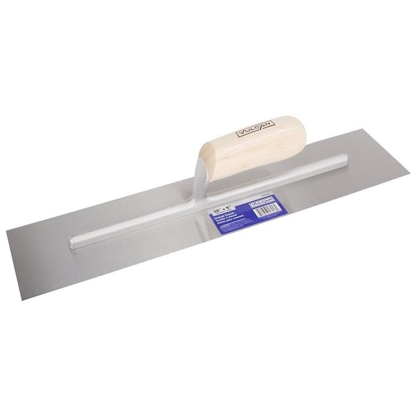 Vulcan Cement Trowel, 18 in L Blade, 4 in W Blade, Right Angle End, Ergonomic Handle, Wood Handle - 16218