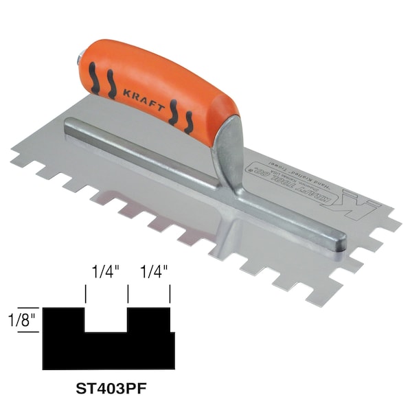 Superior Tile Cutter And Tools Square-Notch Trowel, 1/4" x 1/8" x 1/4 - ST403PF