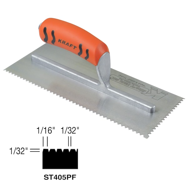 Superior Tile Cutter And Tools U-Notch Trowel, 1/16" x 1/32" x 1/32 - ST405PF
