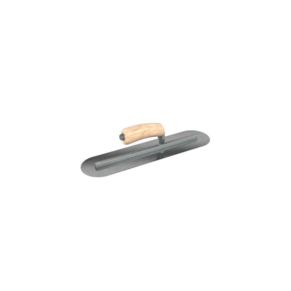 Steel City Trowels By Bon Finish Trowel, Round, Carbon Steel, 14 X 4, Wood, Long Shank - 66-193
