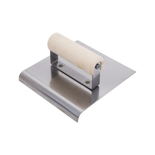 Qlt Stainless Steel Hand Edger, Concrete Edger, Straight End Edger, 6 x 6 inch Edger, 1/2 inch Radius - CE514S
