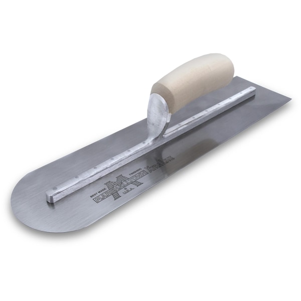 Marshalltown Concrete Finishing Trowel, Rounded Front, Round Front Trowel, High Carbon Steel, 16 x 4 Trowel - MXS66RE