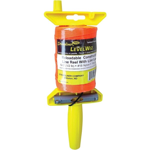 Stringliner LevelWiz 540 Ft. Fluorescent Orange Twisted Nylon Mason Line Reel - 24406