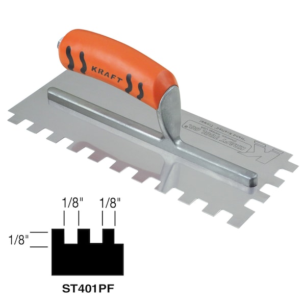 Superior Tile Cutter And Tools Square-Notch Trowel, 1/8" x 1/8" x 1/8 - ST401PF