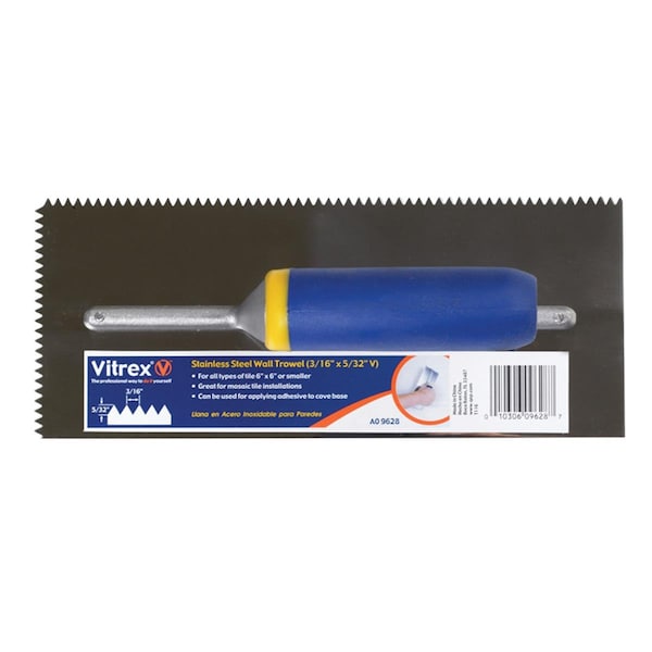 Vitrex 11 x 4.5 in. QEP Stainless Steel V Notched Trowel - 2166585