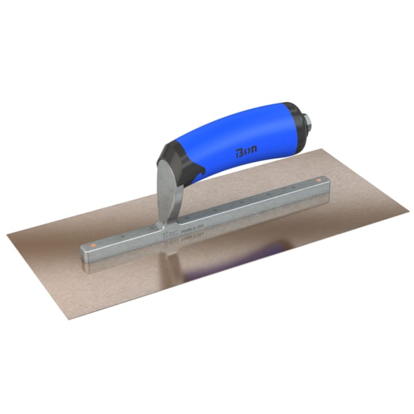Steel City Trowels By Bon Finish Trowel, Square, Golden Stainless, 12 X 5, Comfort Grip - 67-124