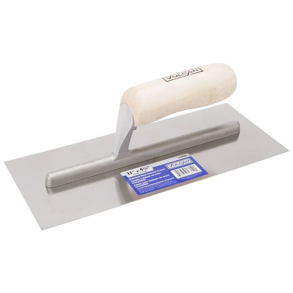 Vulcan Finishing Trowel, 11 in L Blade, 4.5 in W Blade, Right Angle End, Ergonomic Handle, Wood Handle - 16150