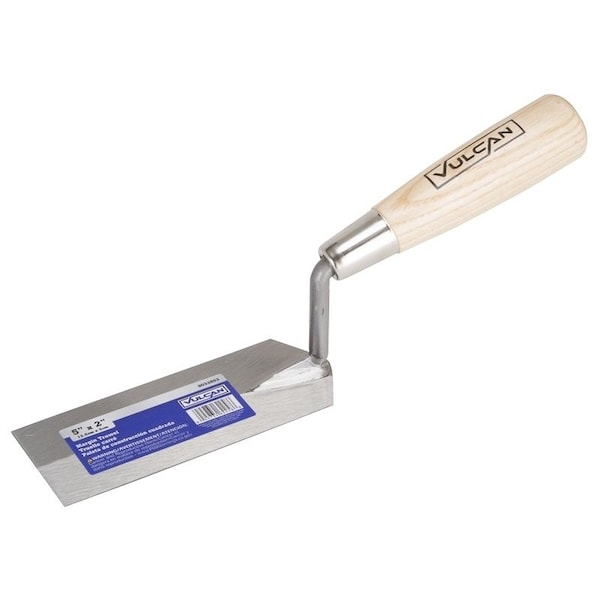 Vulcan Margin Trowel, 5 in L Blade, 2 in W Blade, Steel Blade, Ergonomic Handle, Hardwood Handle - 16405