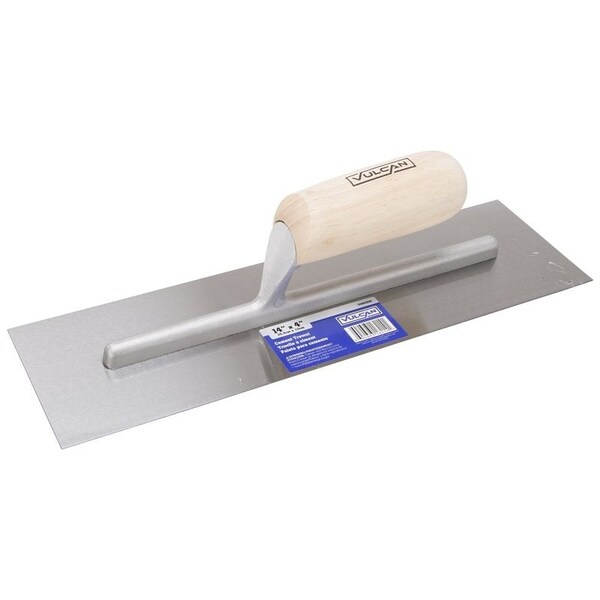 Vulcan Cement Trowel, 14 in L Blade, 4 in W Blade, Right Angle End, Ergonomic Handle, Wood Handle - 16214