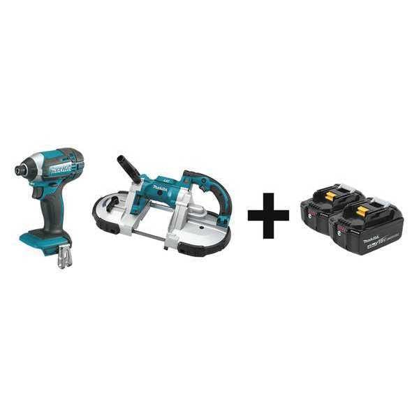 Makita Cordless Combo Kit, 18.0 V, 2 Tools, 2 Batt - XDT11Z, XBP02Z + BL1840B-2