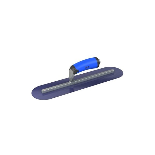 Bon Tool Blue Steel Finishing Trowel - Round End - 16" x 3" with Comfort Wave Handle - 67-157