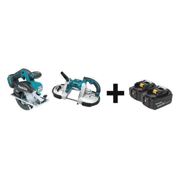 Makita Cordless Combo Kit, 18.0 V, 2 Tools, 2 Batt - XSC02Z, XBP02Z + BL1840B-2