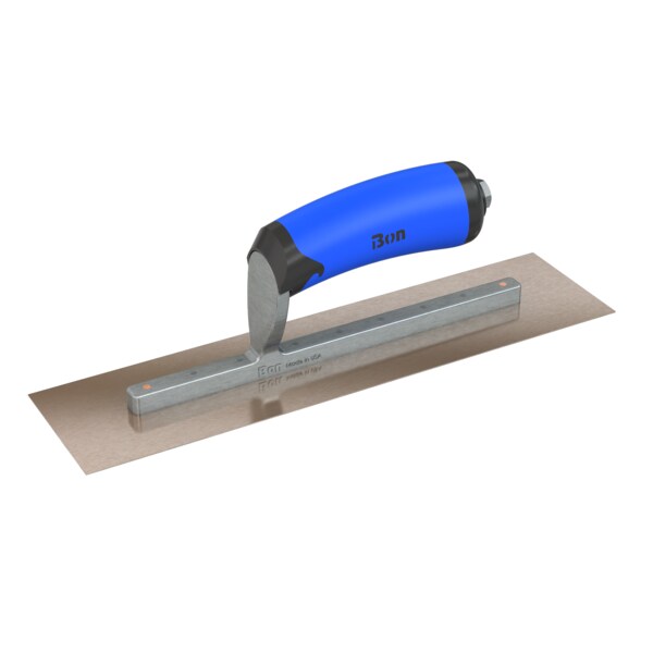 Steel City Trowels By Bon Finish Trowel, Square, Golden Stainless, 12 X 3, Comfort Grip - 67-120