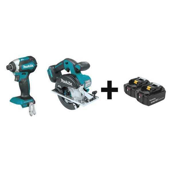 Makita Cordless Combo Kit, 18.0 V, 2 Tools, 2 Batt - XDT13Z, XSC02Z + BL1840B-2