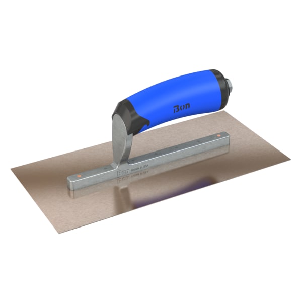 Steel City Trowels By Bon Finish Trowel, Square, Golden Stainless, 10.5 X 5, Comfort Grip - 67-114
