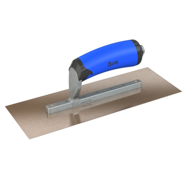 Steel City Trowels By Bon Finish Trowel, Sqr, Golden Stainless, 11X4, Comfort Grip, Short Shank - 67-136