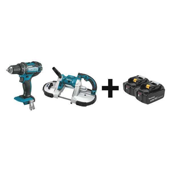 Makita Cordless Combo Kit, 18.0 V, 2 Tools, 2 Batt - XFD10Z, XBP02Z + BL1840B-2