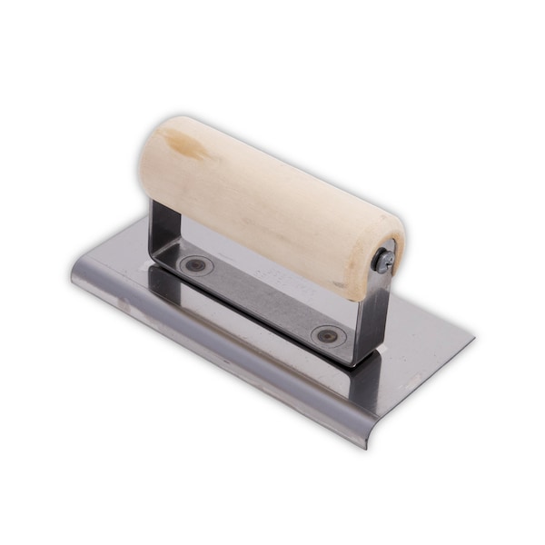 Qlt Stainless Steel Hand Edger, Concrete Edger, Curved End Edger, 6 x 3 inch Edger, 1/4 inch Radius - CE535S