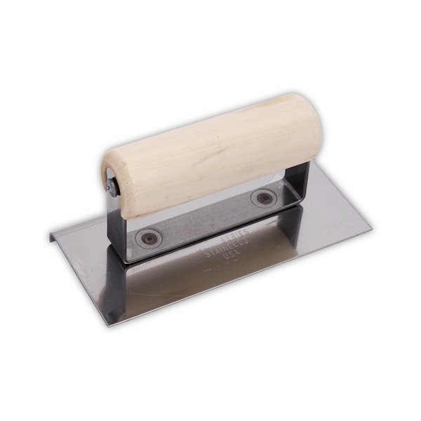 Qlt Stainless Steel Hand Edger, Concrete Edger, Curved End Edger, 6 x 3 inch Edger, 1/4 inch Radius - CE535S