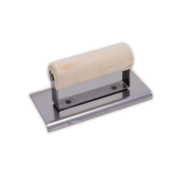 Qlt Stainless Steel Hand Edger, Concrete Edger, Curved End Edger, 6 x 3 inch Edger, 1/4 inch Radius - CE535S