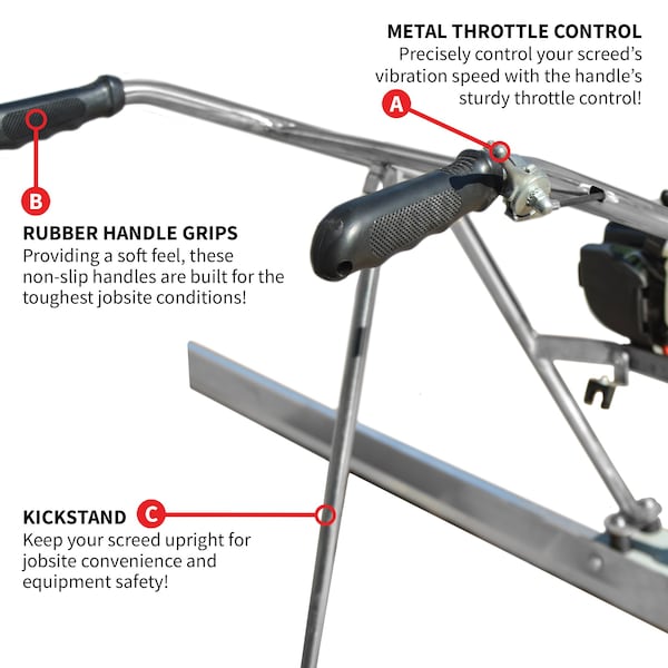 Tomahawk Power 37.7cc Gas Concrete Power Screed with 12ft and 8ft Aluminum Boards - TVSA-T + TSB8-E + TSB12-E