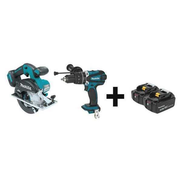Makita Cordless Combo Kit, 18.0 V, 2 Tools, 2 Batt - XSC02Z, XPH03Z + BL1840B-2