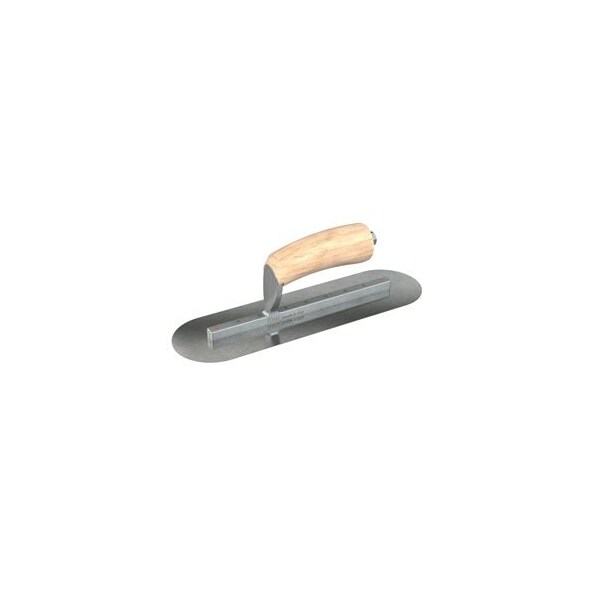 Bon Tool Carbon Steel Finishing Trowel - Round End - 12" x 3-1/2" with Camel Back Wood Handle - 66-191