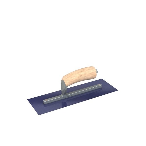 Bon Tool Ultra Flex Blue Steel Finishing Trowel - Sqaure End - 12" x 4" with Camel Back Wood Handle - 66-319