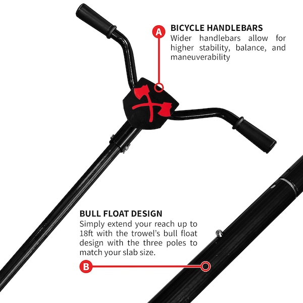 Tomahawk Power 30in Honda Portable Concrete Power Trowel with 18ft Bull Float Handle 1.6HP GX35 Engine - JXPT30H